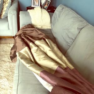 92” Lined Drapes. Plum & platinum silk finish.